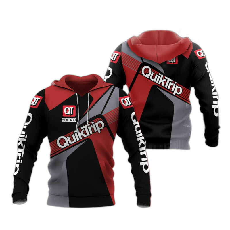 Personalized Quiktrip Logo In My Heart Black Grey And Red All Over Print Hoodie