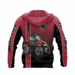 Personalized red tractor so cool all over print hoodie back side