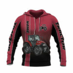 Personalized red tractor so cool all over print hoodie front side