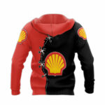 Personalized shell logo red and black all over print hoodie back side