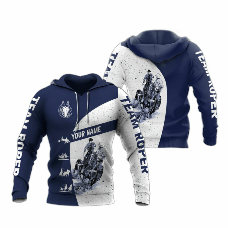 Personalized Team Roping Navy All Over Print Hoodie