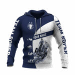 Personalized team roping navy all over print hoodie front side