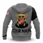 Personalized the mandalorian baby yoda holding kenworth pullover and pered all over print hoodie back side