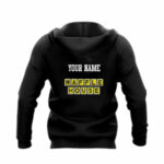 Personalized waffle house black and dark grey all over print hoodie back side