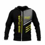 Personalized waffle house black and dark grey all over print hoodie front side