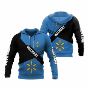 Personalized walmart logo black and blue all over print hoodie