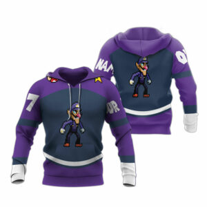 Personalized waluigi sports number all over print hoodie
