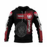 Personalized wendy is black all over print hoodie front side
