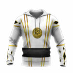 Personalized white ninja mighty morphin power rangers all over print hoodie front side