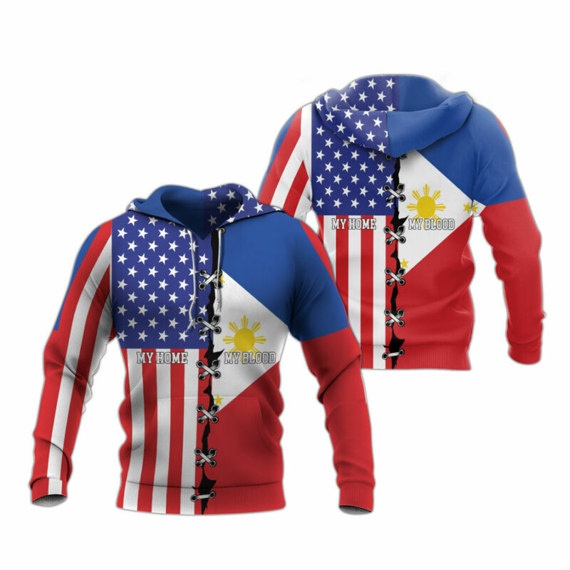 Philippines Flag American My Home Filipino My Blood All Over Print Hoodie
