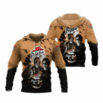 Pizza hut with michael myers and freddy krueger and jason voorhees pumpkin halloween all over print hoodie
