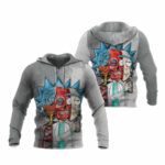 Rick skull rick and morty all over print hoodie