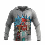 Rick skull rick and morty all over print hoodie front side