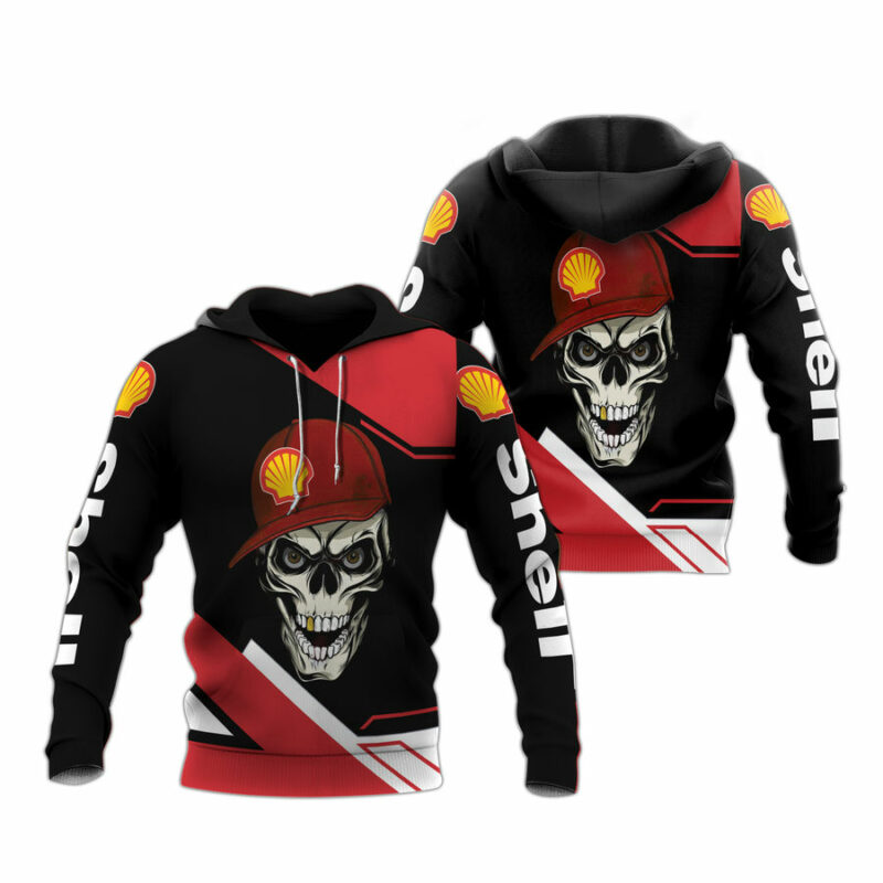 Skull With Hat Shell Logo All Over Print Hoodie