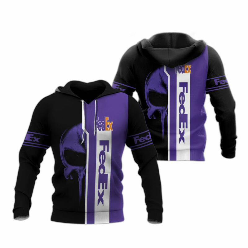 Skull With Logo Fedex All Over Print Hoodie