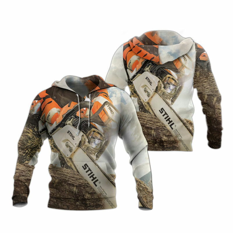Stihl Chainsaw Camo All Over Print Hoodie