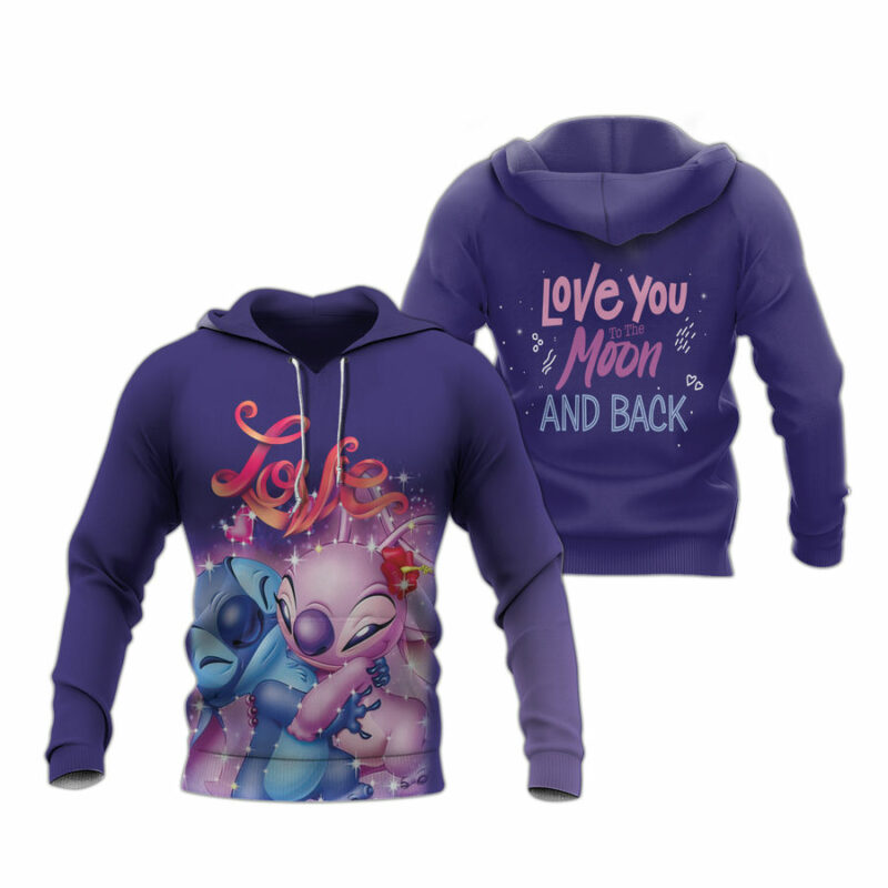 Stitch The Movie Lilo And Stitch Love I Love You To The Moon And Back All Over Print Hoodie