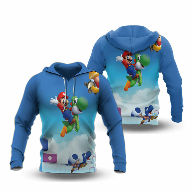 Super Mario Fly In The Sky With Friend All Over Print Hoodie