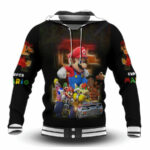 Super mario letterman all over print hoodie front side