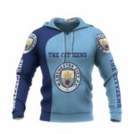 The cityzens manchester city blue all over print hoodie front side