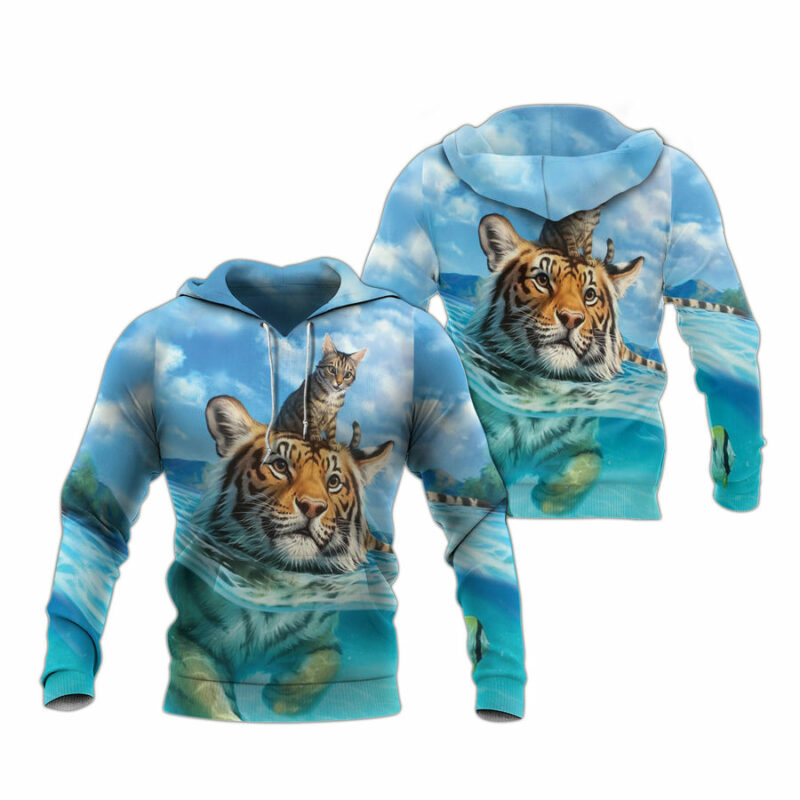 Tiger And Cat All Over Print Hoodie