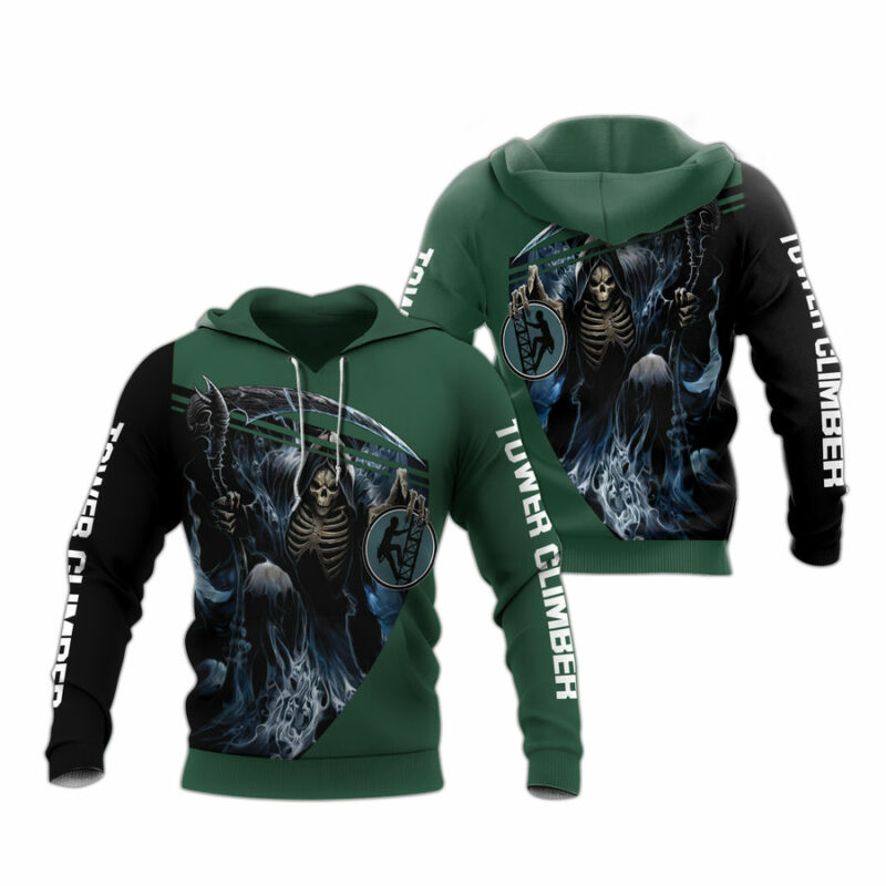 Tower Climber Teal All Over Print Hoodie