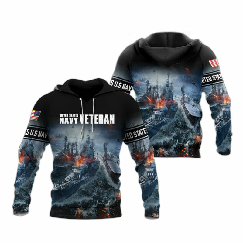 United States Navy Army Battleship Veteran Day Soldier All Over Print Hoodie