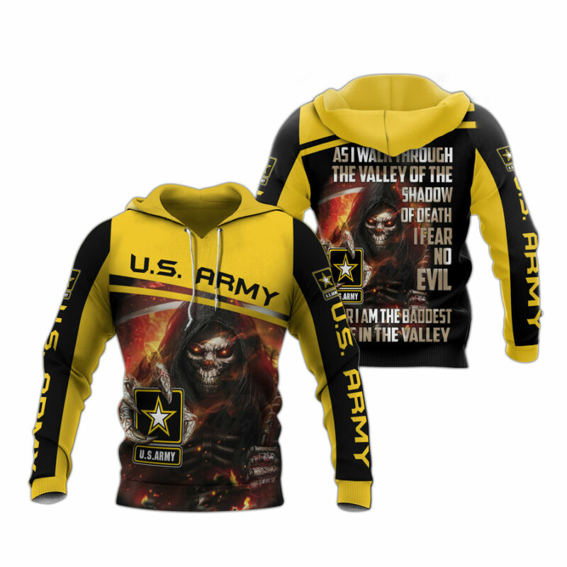 Us Army As I Walk Through The Valley Of The Shadow Of Death I Fear Evil All Over Print Hoodie