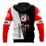 Us lifeguard skull us size all over print hoodie back side