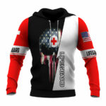 Us lifeguard skull us size all over print hoodie front side