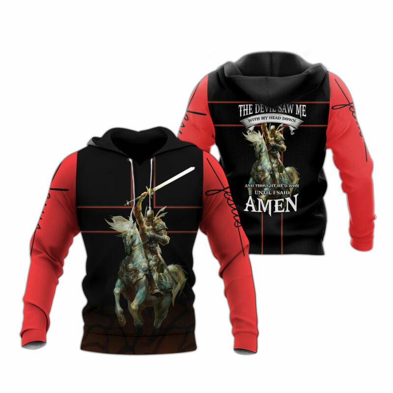 Veteran And Horse The Devil Saw Me With My Head Down Black Red All Over Print Hoodie