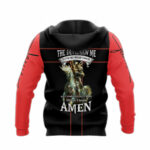 Veteran and horse the devil saw me with my head down black red all over print hoodie back side