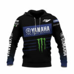 Vr46 the doctor yamaha racing factory blue all over print hoodie front side