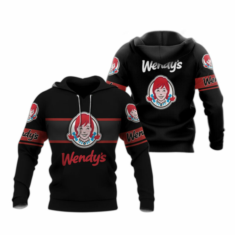Wendys Logo Black All Over Print Hoodie