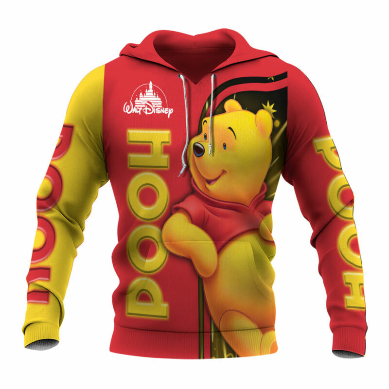 Winnie The Pooh Red Yellow Background All Over Print Hoodie Front