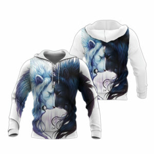 Yin and yang lion all over print hoodie
